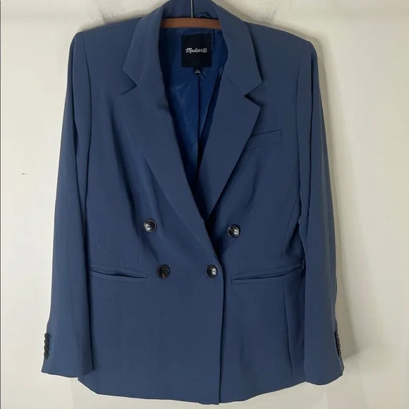 MADEWELL The Rosedale Blazer in Crepe Slate Blue Size 8 - Picture 16 of 16
